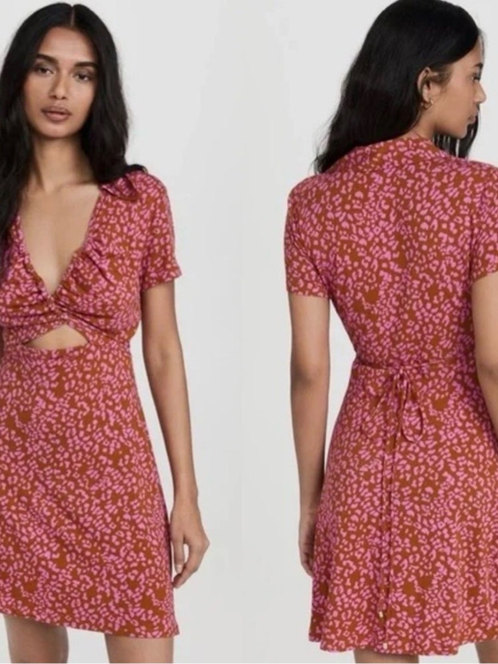 Free People Marsaille Mini Dress in Rust Combo, Size Small